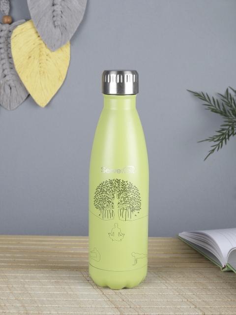 

Servewell Green & Silver-Toned Printed Indus Stainless Steel Vacuum Bottle 1000 ML