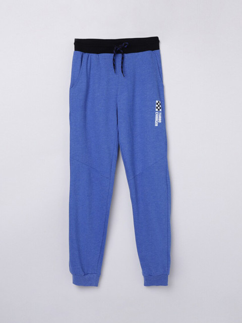 

max Boys Blue Solid Cotton Jogger Pants