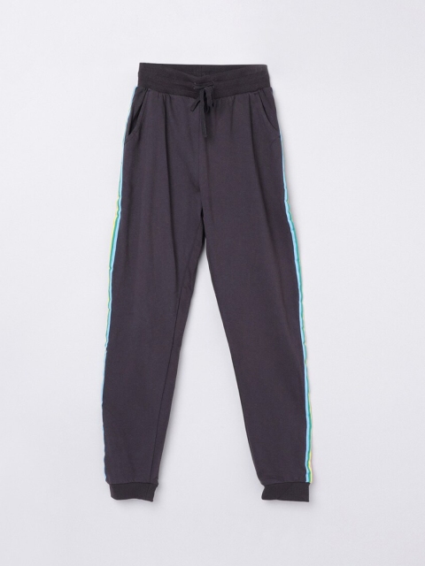 

max Girls Navy Blue Solid Cotton Jogger Pants