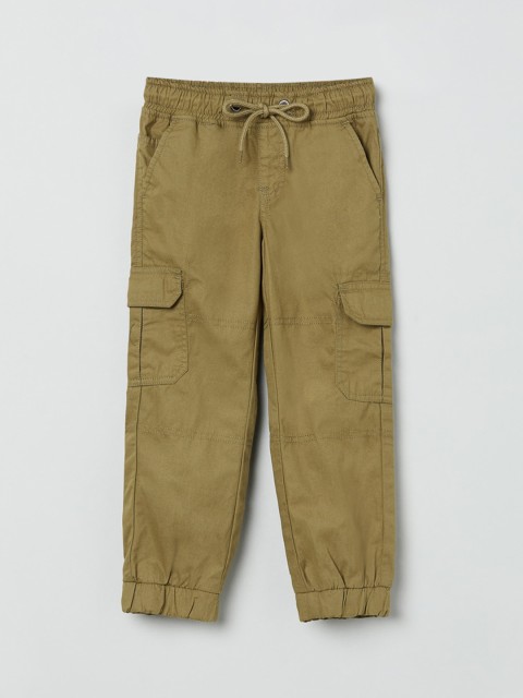 

max Boys Khaki Solid Cotton Lounge Pants