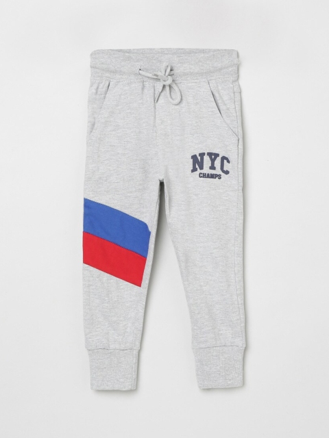 

max Boys Grey & Blue Colourblocked Jogger Pants