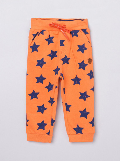 

max Boys Orange & Blue Star Printed Cotton Jogger Pants