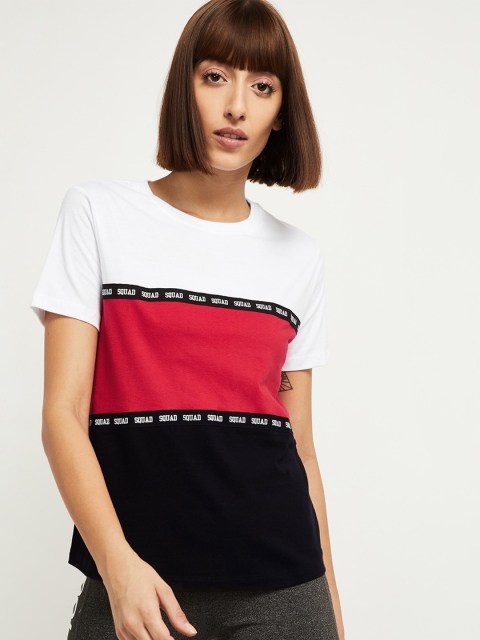 

max Women Red Colourblocked T-shirt