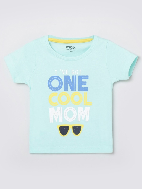 

max Boys Blue Yellow Typography Printed Pure Cotton T-shirt