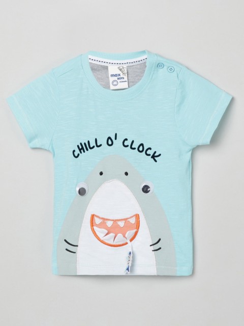 

max Boys Blue & White Applique Design T-shirt