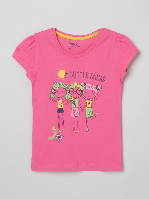 

max Girls Fuchsia Printed T-shirt