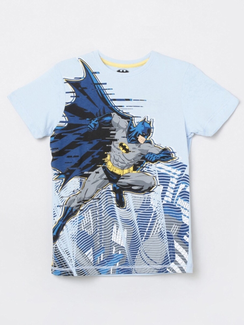 

max Boys Blue Grey Batman Printed Cotton Pure Cotton T-shirt