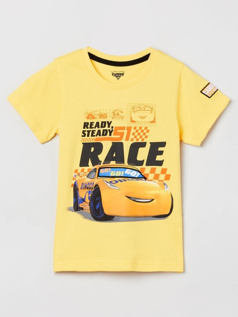 

max Boys Orange Printed V-Neck Applique T-shirt
