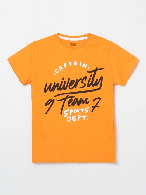 

max Boys Orange Typography Printed T-shirt