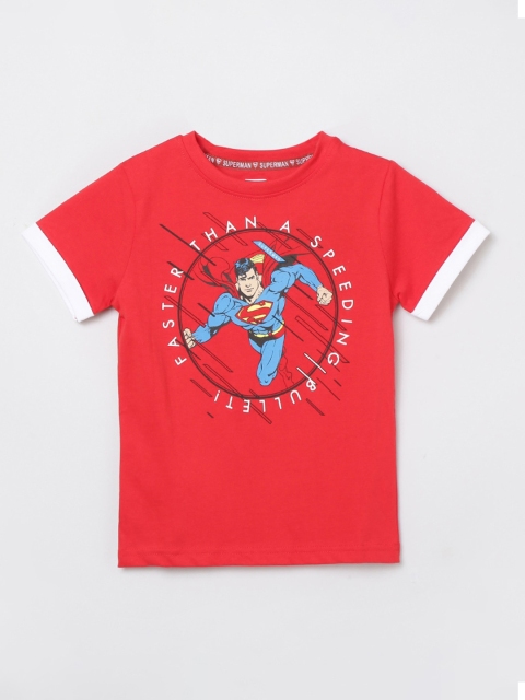

max Boys Red Printed Applique T-shirt