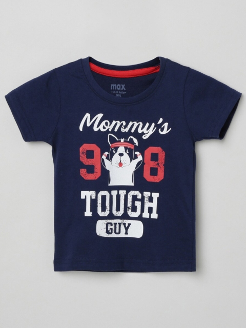 

max Boys Blue Typography Printed Pure Cotton T-shirt