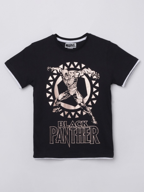 

max Boys Black Typography Printed T-shirt
