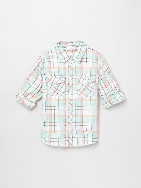 

max Girls Purple Checked T-shirt