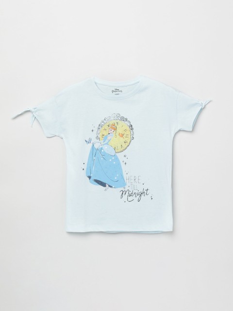 

max Girls Blue Cindrella Printed Cotton Pure Cotton T-shirt