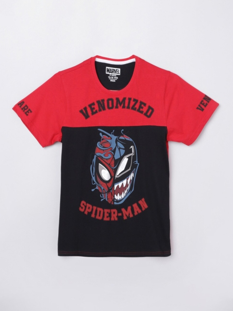 

max Boys Red & Black Spider Man Printed T-shirt