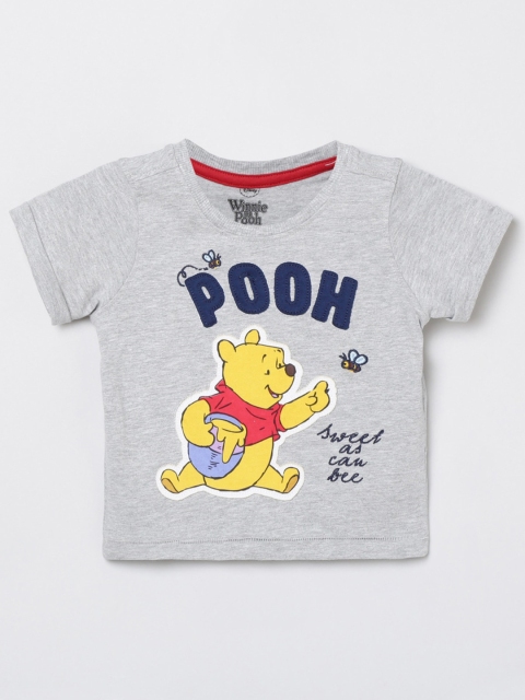 

max Boys Grey Yellow Typography Printed Pure Cotton T-shirt