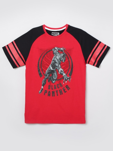 

max Boys Red Black Panther Printed T-shirt