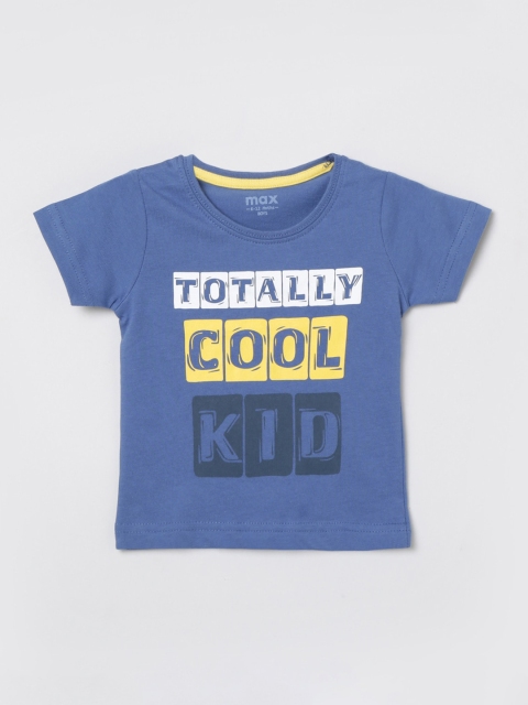 

max Boys Blue Printed Cotton Pure Cotton T-shirt