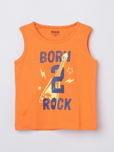

max Boys Orange Typography Printed T-shirt