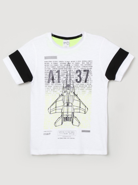 

max Boys White Printed Applique T-shirt