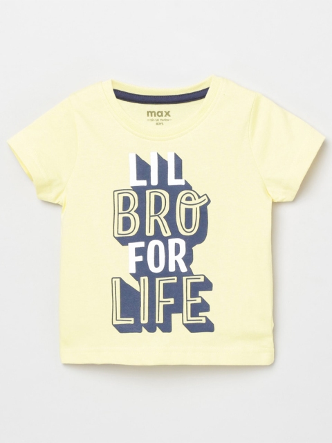 

max Boys Yellow and Blue Typography Printed Cotton Pure Cotton T-shirt