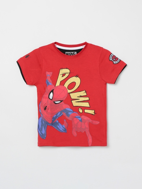 

max Boys Red Printed Applique T-shirt