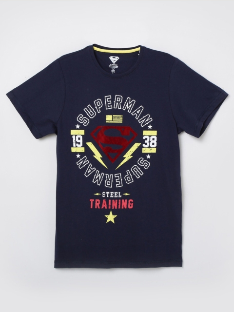 

max Boys Navy Blue & White Superman Printed T-shirt