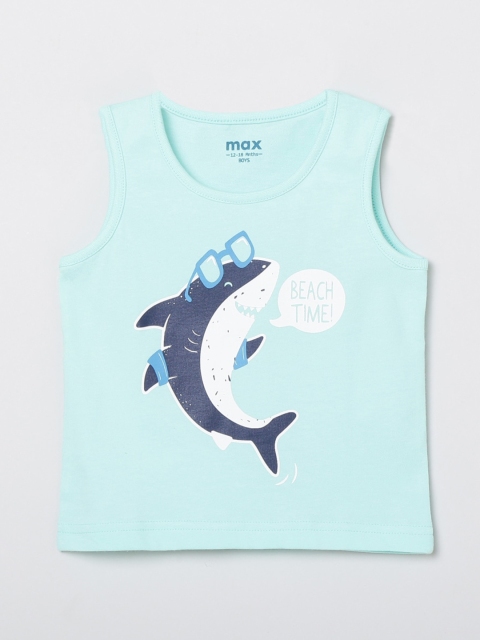 

max Boys Blue Fish Printed Pure Cotton T-shirt