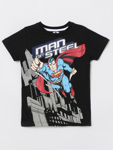 

max Boys Black Printed Extended Sleeves T-shirt