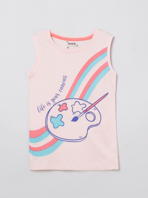 

max Girls Pink Striped T-shirt