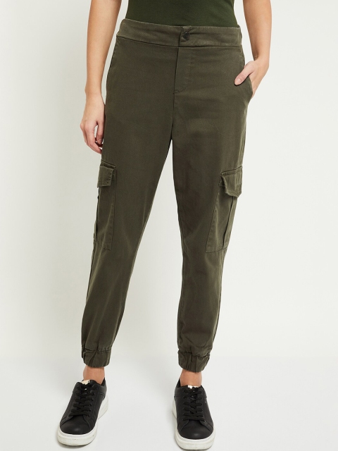 

max Women Olive-Green Solid Joggers