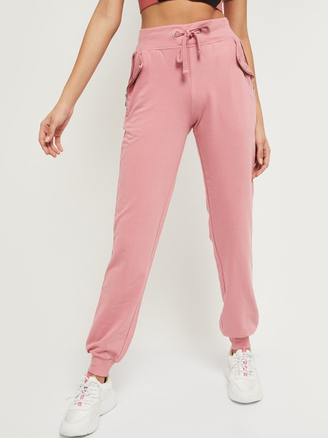 

max Women Pink Solid Cotton Joggers