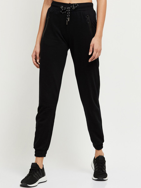 

max Women Black Solid Cotton Joggers