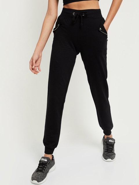 

max Women Black Solid Cotton Joggers