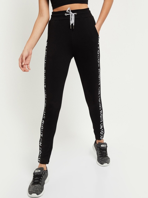 

max Women Black & White Solid Joggers