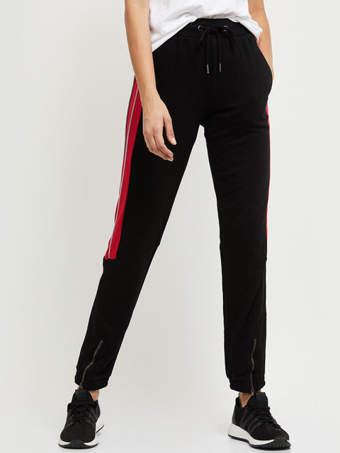 

max Women Black & Red Colourblocked Joggers