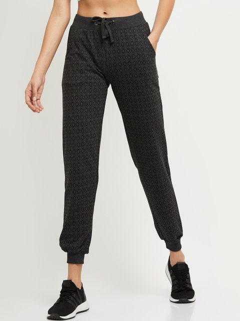 

max Women Charcoal Grey & Black Printed Joggers
