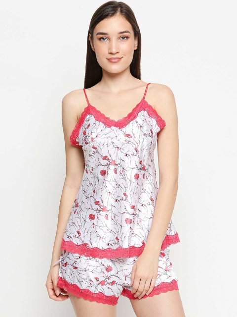 

Lady Love Women White & Rose Floral Printed Nightsuit