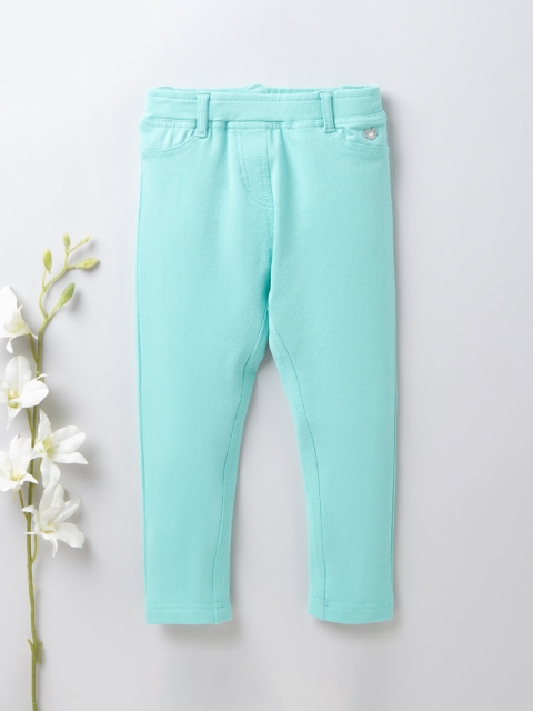 

Ed-a-Mamma Girls Turquoise Blue Solid Regular Treggings