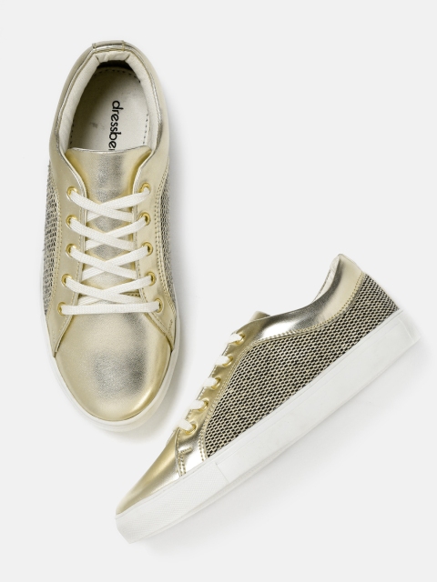 

DressBerry Women Gold-Toned Sneakers