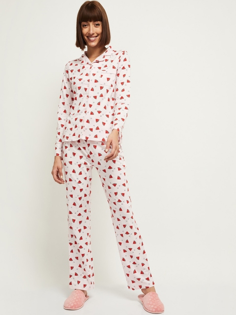 

Max Women Peach & Red Printed Night Suit