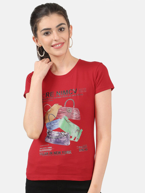 

V2 Value & Variety Women Red Graphic Printed T-shirt