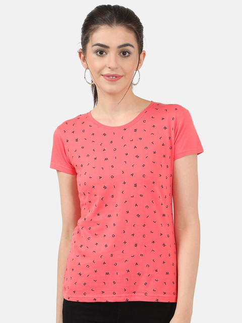 

V2 Value & Variety Women Coral Typography Printed T-Shirt