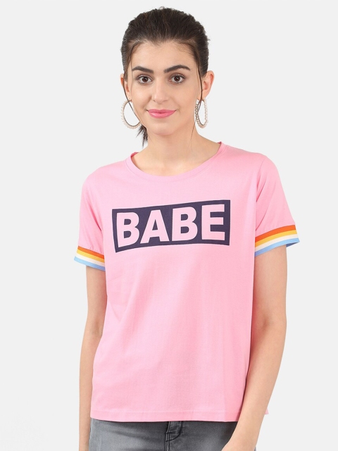 

V2 Value & Variety Pink Printed Pure Cotton Regular Top