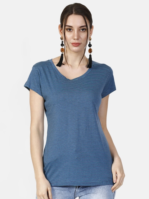 

V2 Value & Variety Women Multicolored Horizontal Striped T-shirt, Multi