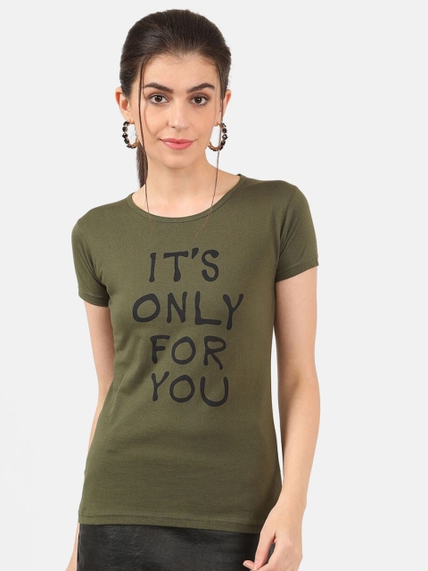 

V2 Value & Variety Olive Green Printed Chambray Regular Top