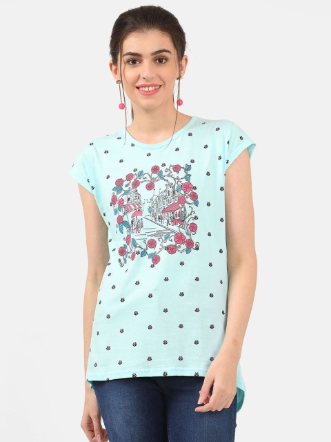 

V2 Value & Variety Women Blue Floral Printed T-Shirt