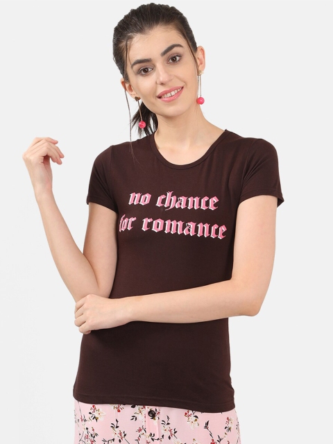 

V2 Value & Variety Women Brown Typography Printed T-Shirt