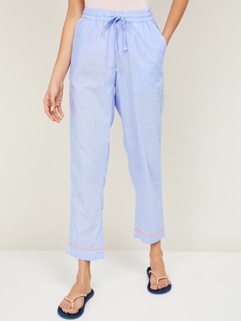 

Ginger by Lifestyle Women Blue & Pink Printed Cotton Lounge Pants