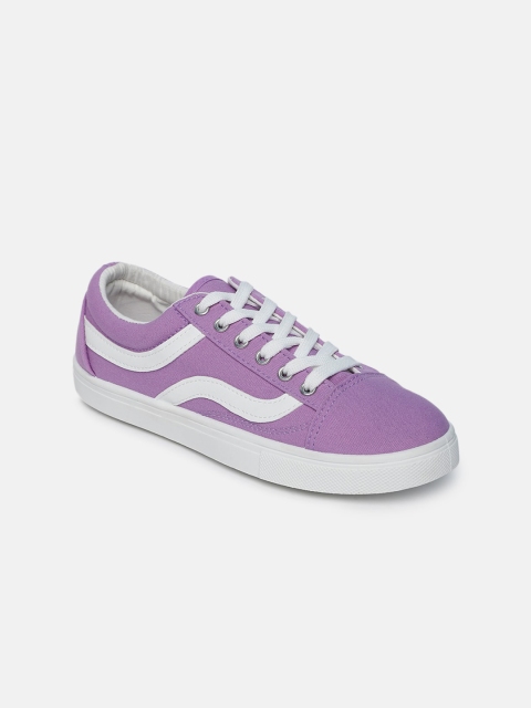

shoexpress Women Purple & White Colourblocked Lace-Up Sneakers